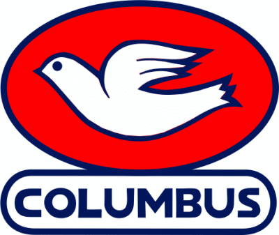 The logo for Columbus, the tubing manufacturer in Milan, Italy. It features a white dove above the word Columbus